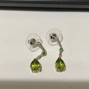 Elegant Green Peridot Sterling Silver Drop Earrings